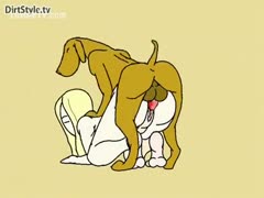 High-quality creative animated toon sex movie scene featuring a doxy mounted by dog 